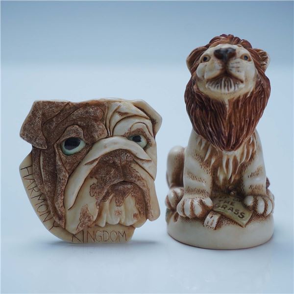 2pc Harmony Kingdom Rule Britannia Kit, Lion Jewelry Box and Bulldog Pin