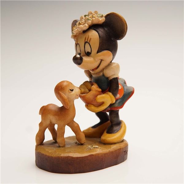 ANRI Minnie Mouse Wood Carving Figurine, Disney Italy 1497