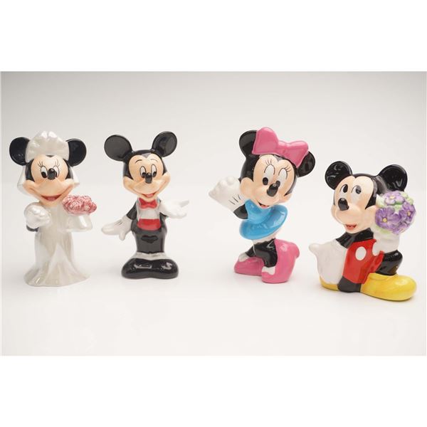2 Sets Mickey and Minnie Ceramic Salt and Pepper Shakers