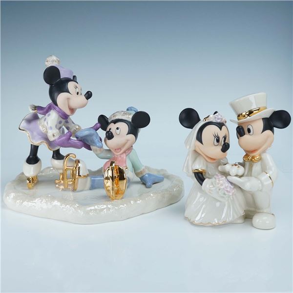 2pc Lenox Disney Figurines, Mickey Falls for Love and Always & Forever