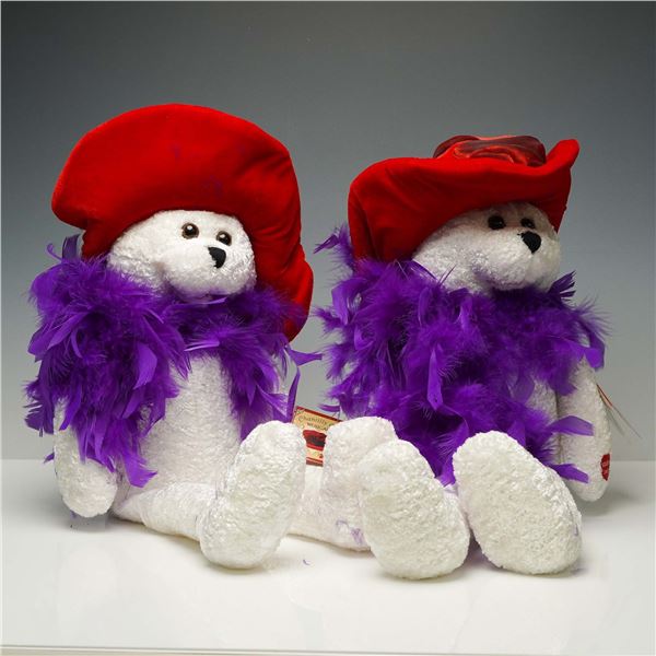 2pc Chantilly Lane Musical Plush Figurines, Suzie Red Hat Bears