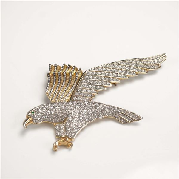 Gilded Bejeweled American Eagle Brooch