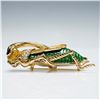 Image 1 : Gold Tone Grasshopper Brooch with Crystals and Enamel