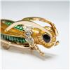 Image 3 : Gold Tone Grasshopper Brooch with Crystals and Enamel