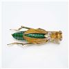 Image 4 : Gold Tone Grasshopper Brooch with Crystals and Enamel