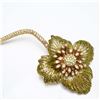 Image 4 : Oversized Green and Gold Flower Brooch with Crystal Stem