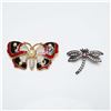 Image 1 : 2pc Bejeweled and Enamel Winged Insect Brooches