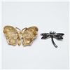 Image 2 : 2pc Bejeweled and Enamel Winged Insect Brooches