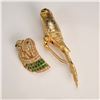 Image 1 : 2pc Gold Tone Bird Brooch and Fur Clip Lot