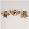 Image 1 : 3pc Bee Brooch Set with Rhinestones and Metal Detailing