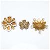 Image 2 : 3pc Colorful Flower Brooch Set with Faux Pearls and Crystals