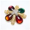 Image 3 : 3pc Colorful Flower Brooch Set with Faux Pearls and Crystals