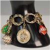 Image 1 : Goldtone Charm Bracelet with Enamel and Rhinestone Accents
