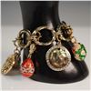 Image 2 : Goldtone Charm Bracelet with Enamel and Rhinestone Accents