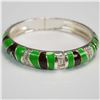 Image 2 : Sequin Green Enamel and Crystal Hinged Bangle Bracelet