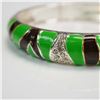 Image 3 : Sequin Green Enamel and Crystal Hinged Bangle Bracelet