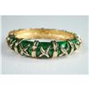 Image 3 : 2pc NLH Enamel Bangle Bracelet Set with Multicolor & Green Goldtone Design