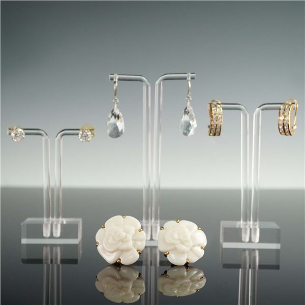 4 Pairs Mixed Vintage Earrings, Crystal Drops and 925 Hoops