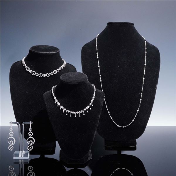 4pc Jewelry Grouping, 925 Crystal Necklaces & Earrings