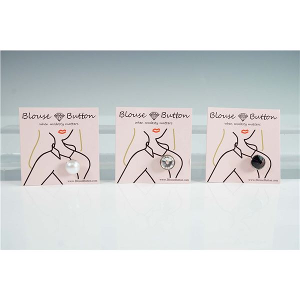 3pc BlouseButton Crystal, Jet Black & White Pearl Buttons