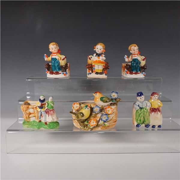6pc Occupied Japan Hand-Painted Porcelain Figural Holders