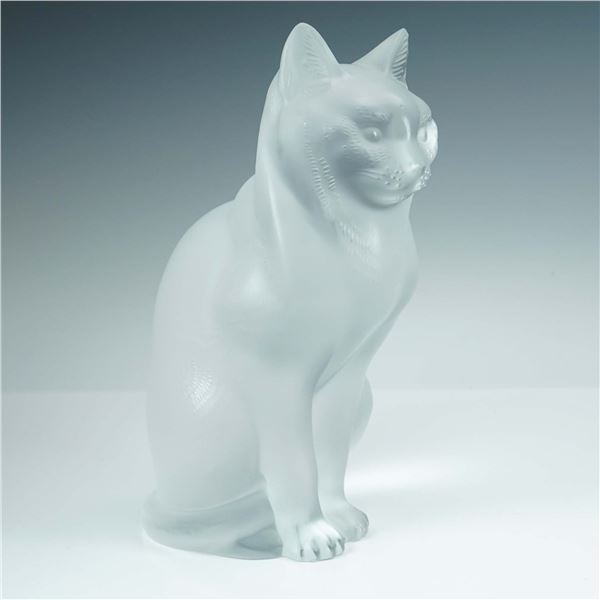 Lalique Crystal Figurine, Cat Sitting