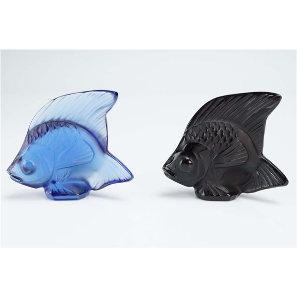 2pc Lalique Crystal Small Fish Figurines
