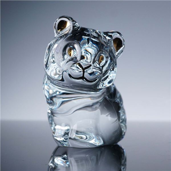 Baccarat Crystal Figurine, Panda with Gold Toned Accents