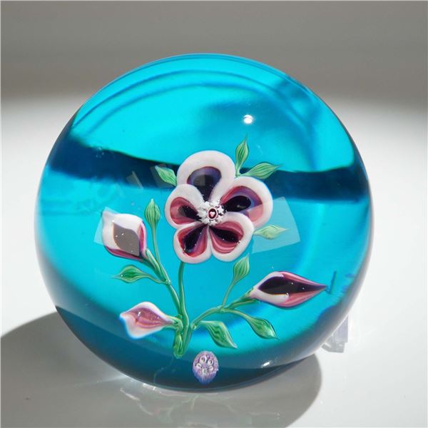 Baccarat Crystal Paperweight, Pansy Flower 1971
