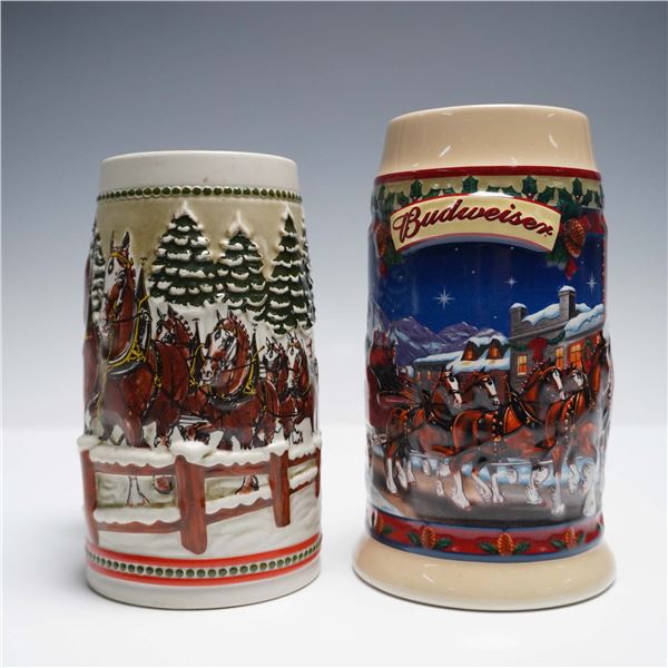 2pc Ceramarte Budweiser Holiday Beer Steins