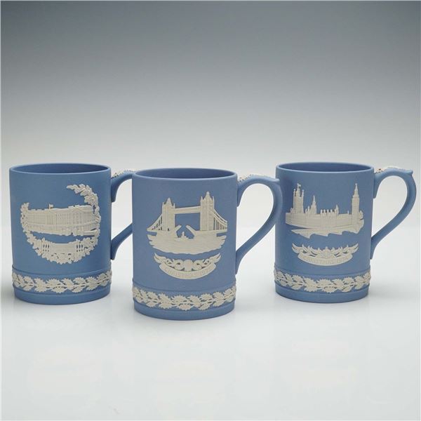 3pc Wedgwood Jasperware Mugs, London Landmarks Christmas Series