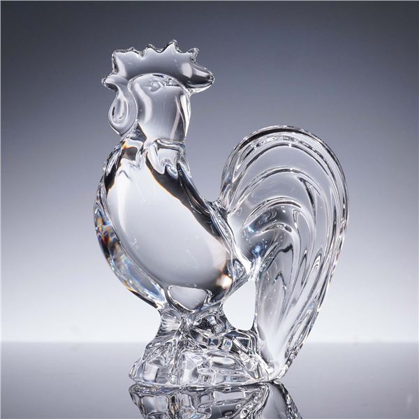 Baccarat Zodiac Collection Crystal Figurine, Clear Rooster with Box
