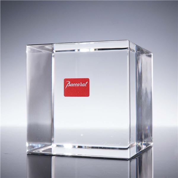 Baccarat Crystal Cube Paperweight