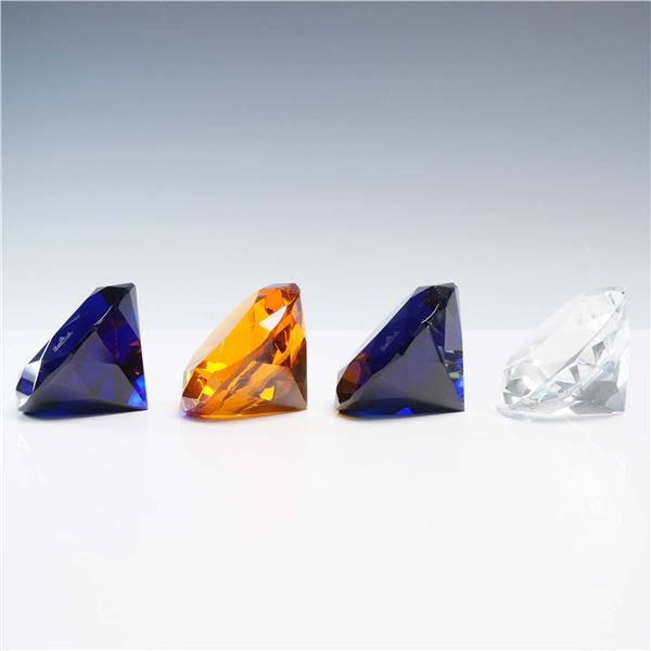 4pc Rosenthal Faceted Crystal Diamond Paperweights with Boxes