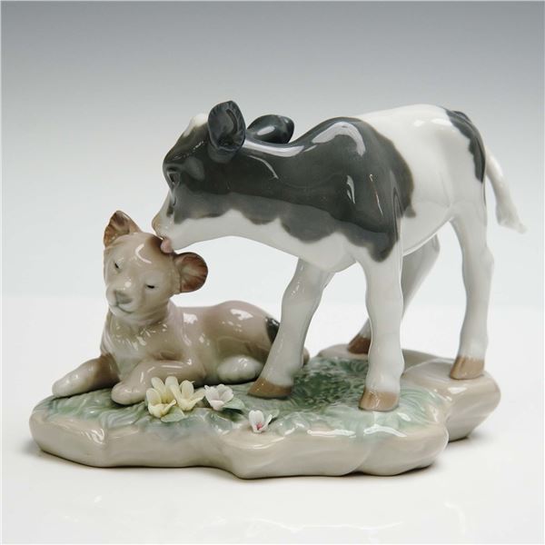 Lladro Porcelain Figurine, And The Calf And The Young Lion 1006927