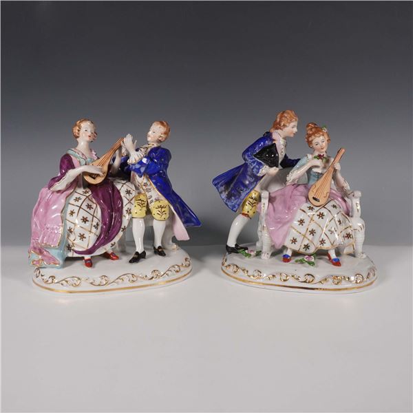2pc Dresden-Style Porcelain Figurines Made in Occupied Japan