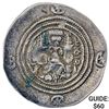 Sasanian Khusro II 591-628 AD Silver Drachm ABOUT UNCIRCULATED