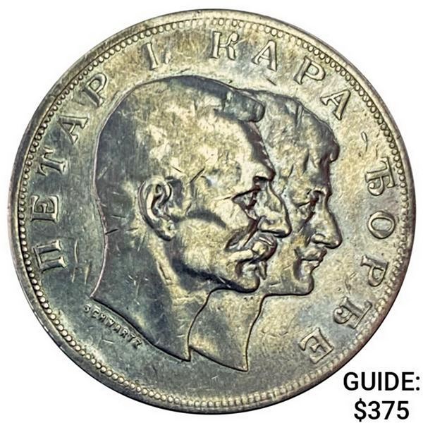 1904 Serbia Silver 5 Dinara CLOSELY UNCIRCULATED