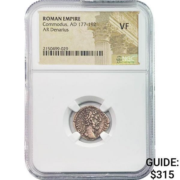 Roman Commodus, AD 177-192 Silver Denarius NGC VF