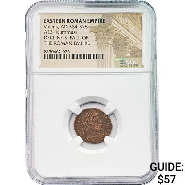 East Roman Valens, AD 364-378 AE3 Nummus NGC