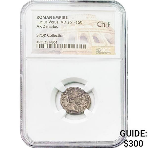 Roman Lucius Verus AD 161-169 Silver Denarius NGC Ch F
