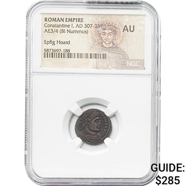 Roman Constantine I, AD 307-337 AE3/4 BI Nummus NGC AU