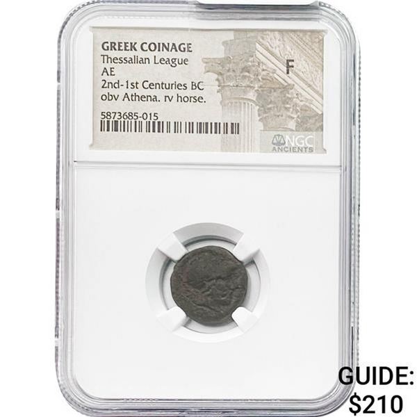 Greek Thessalian League 2nd-1st Century BC Bronze  NGC F
