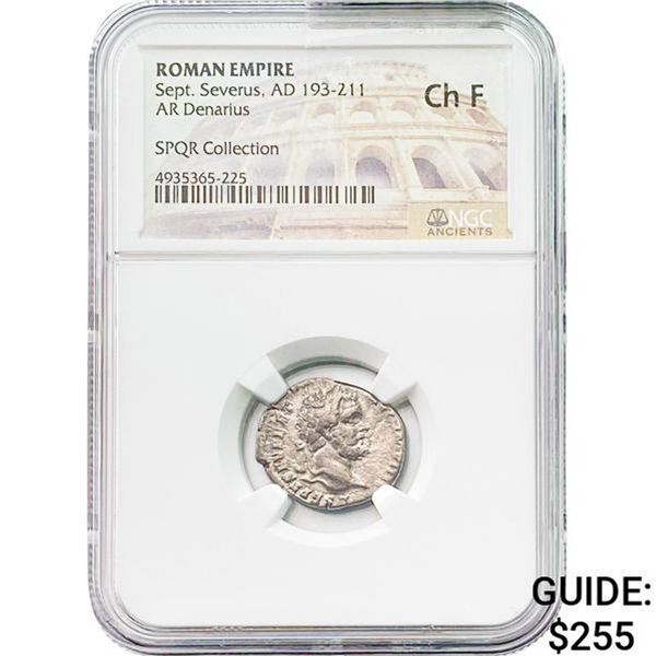 Roman Sept. Severus, AD 193-211 Silver Denarius NGC Ch F