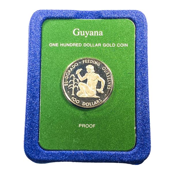 1977 $100 Gold Coin Guyana (.0897 AGW)