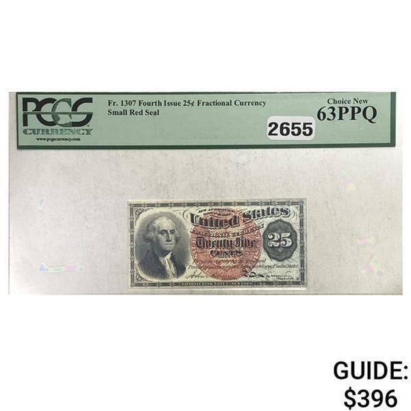 1863 25C 4th Issue Fractional Currency PCGS 63 PPQ