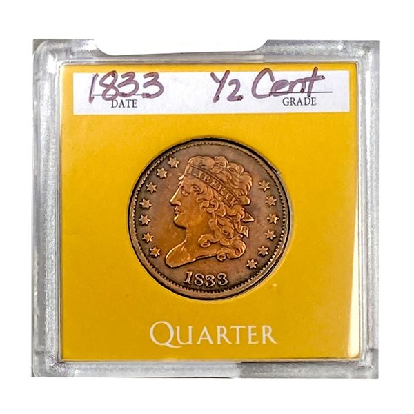 1833 Classic Head Half Cent HIGH GRADE