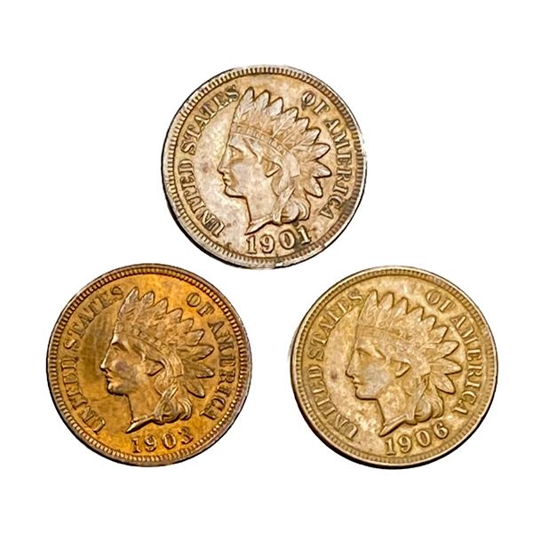 1901-1906 High Grade Indian Head Cent Lot [3 Coins]