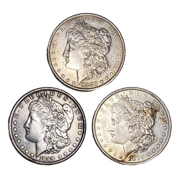 1879-1889 Morgan Silver Dollar Lot [3 Coins]