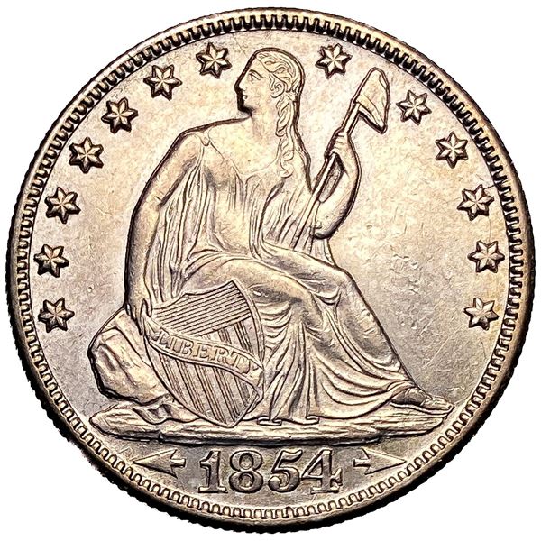 1854-O Arrows Seated Liberty Half Dollar AU+
